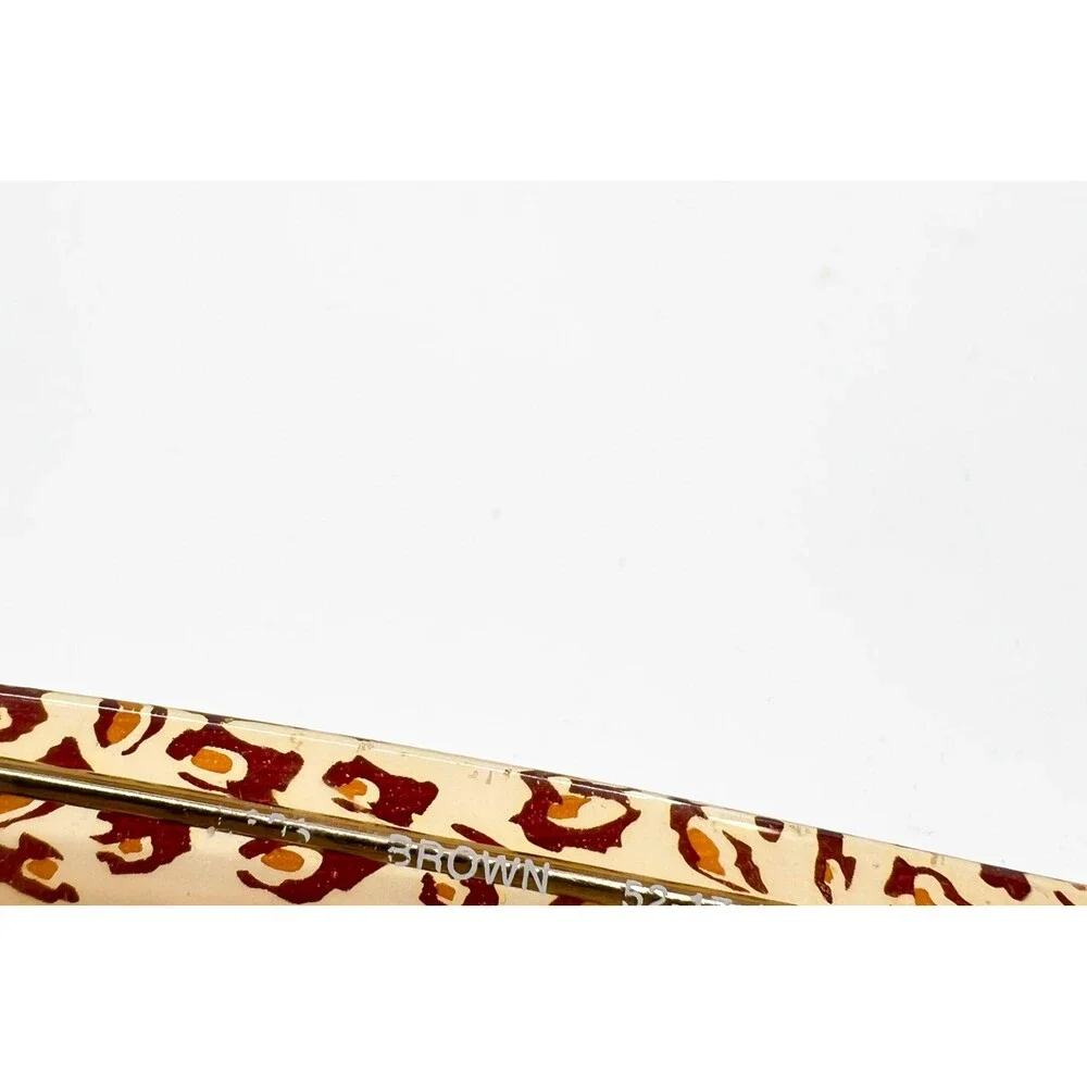 Lucky Brand Eyeglasses Womens Brown Leopard Print Cat Eye Frames 52-17-135